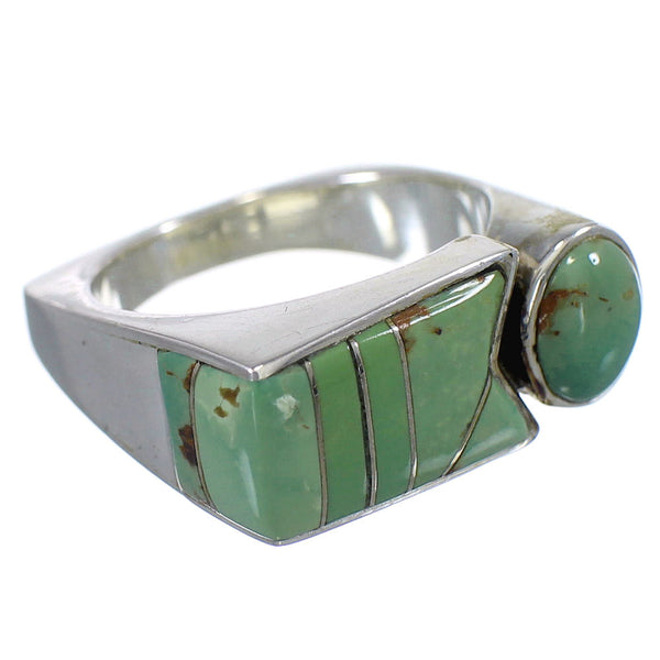 Genuine Sterling Silver And Turquoise Inlay Southwest Jewelry Ring Size 6-3/4 VX61458